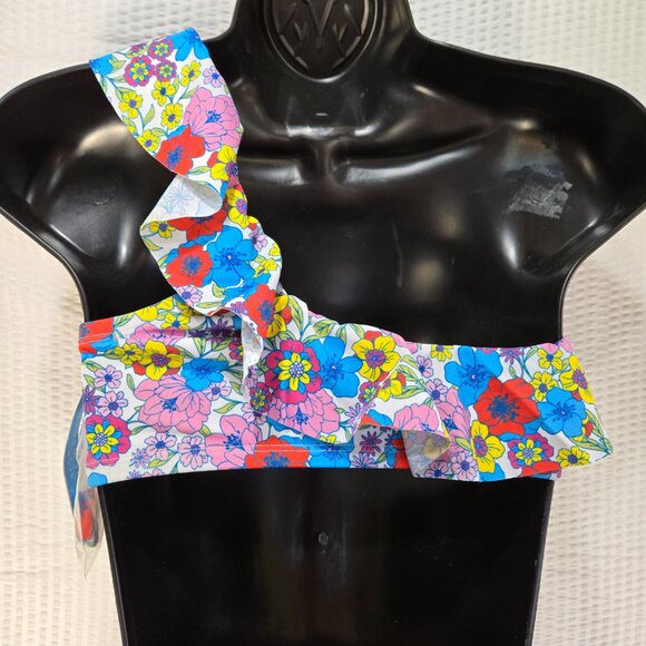 Draper James NWT Floral One Shoulder Flounce Swimsuit Bikini Skirt Set UPF 50+ - Picture 4 of 8